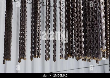 A lot of drills for construction work using a hammer drill Stock Photo
