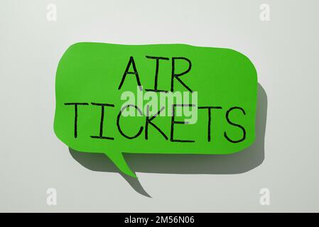 Handwriting text Air Tickets. Business approach individual is entitled to a seat on a flight on an aircraft Stock Photo