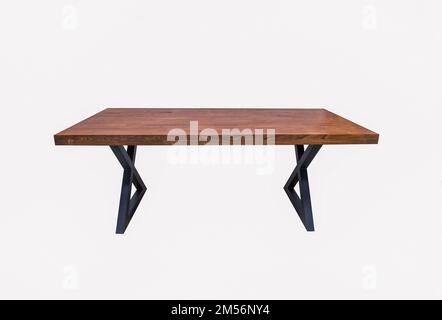loft-style table in wenge oak color with black legs  Stock Photo