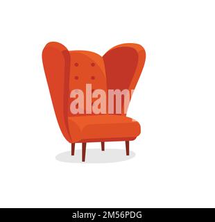 Armchair in cartoon style, is insulated on white background. Icon for web. easy to use EPS 10 Stock Vector