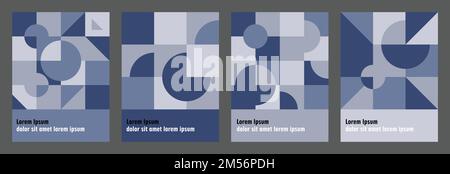 Colorful geometric shapes in background for gift card, cover, Retro, poster design set. Stock Vector
