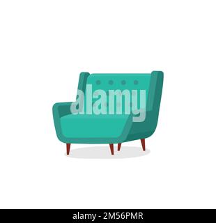 Armchair in cartoon style, is insulated on white background. Icon for web. easy to use EPS 10 Stock Vector