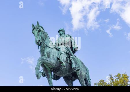 Coburg, Germany - September 16, 2022: Statue of Herzog Ernst II in ancient city of Coburg in Upper Franconia, Bavaria in Germany Stock Photo