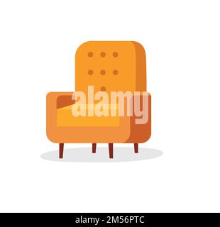 Armchair in cartoon style, is insulated on white background. Icon for web. easy to use EPS 10 Stock Vector