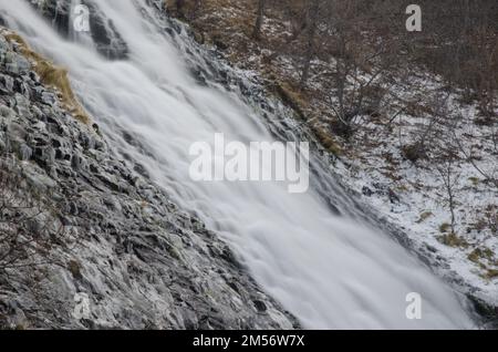 View of the Oshinkoshin Falls in winter. Shiretoko Peninsula. Hokkaido. Japan. Stock Photo