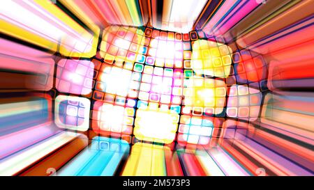 Colorful pixels on rotating sphere Stock Photo