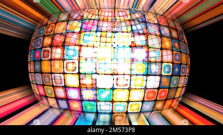 Colorful pixels on rotating sphere Stock Photo