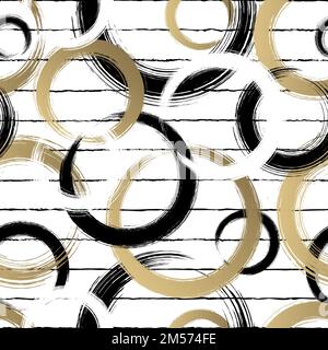 Geometric seamless pattern. Repeating abstract circle line. Repeated geometry brush background. Repeat gold texture for design carpet, plaid, prints Stock Vector
