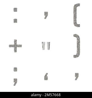 3D Render Set of Stone Font including Letters,  Numbers and Punctuation Marks, including path embedded on jpg for easier decoupage Stock Photo