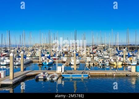 Scenic view of boats at the marina in Monterey, California Stock Photo