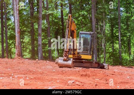 In construction zone an building site involves use of heavy construction equipment Stock Photo