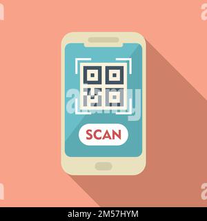 Scan phone qr code icon flat vector. Smart app. Money screen Stock Vector
