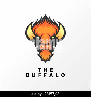 Simple and unique buffalo head in fierceness or anger image graphic icon logo design abstract concept vector stock. related to animal or character. Stock Vector