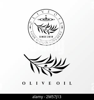 Simple and unique olive oil, Leaf oe leaves and water drop graphic icon logo design abstract concept vector stock. symbol relating to nature or plant. Stock Vector