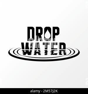 unique Letter or word DROP WATER writing font with water reflection graphic logo design abstract concept vector stock. relating to nature or plumbing Stock Vector