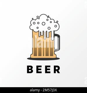 Simple glass of beer with foam image graphic icon logo design abstract concept vector stock. Can be used as symbol related to drink or drunkenness. Stock Vector