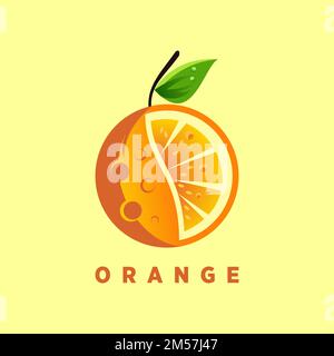 Simple and unique Attractive split orange with leaf image graphic icon logo design abstract concept vector stock. symbol related to fruit or drink. Stock Vector