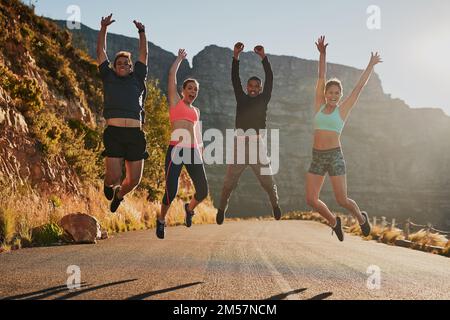 Reaching our fitness goals together Stock Photo - Alamy