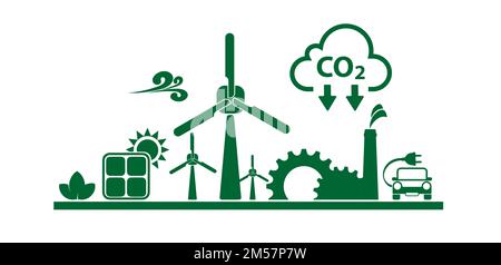 reducing CO2 emissions to stop climate change sign Stock Vector