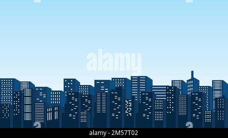 Panorama of the city with many apartments and mall buildings around it ...