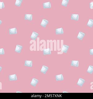 Marshmallows seamless pattern isolated on pink background. Cartoon vector illustration in flat style. Stock Vector