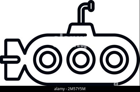 Retro submarine icon outline vector. Sea vehicle. Army marine ship Stock Vector