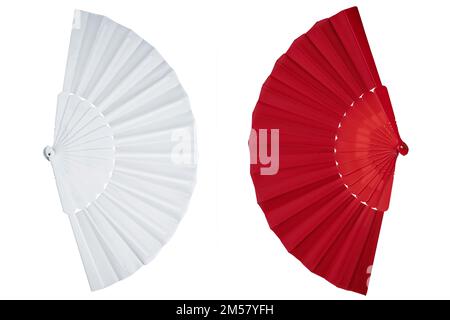 Red and white Chinese fan isolated over white background Stock Photo