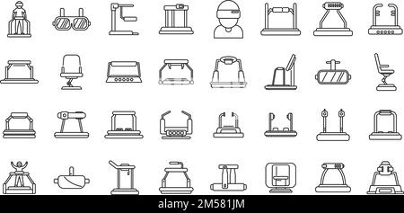 Vr platform icons set outline vector. Augmented reality. Digital cinema Stock Vector