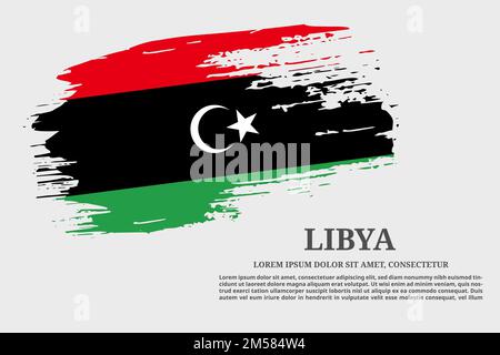 Libya flag grunge brush and text poster, vector Stock Vector