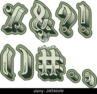 Vector decorative original alphabet letters english font. Eps-10 separated by groups and layers for easy edit. Stock Vector