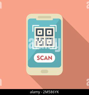 Scan phone qr code icon flat vector. Smart app. Money screen Stock Vector