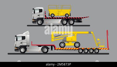 Methods and options for transporting various construction hoists to their destination. Vector illustration Stock Vector