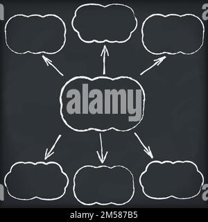 Blank diagram with clouds on blackboard, vector eps10 illustration Stock Vector