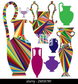 Illustration with ancient pottery and amphora for clothes Stock Vector