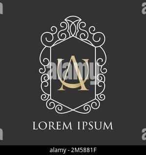 unique Elegant motif or art with letter AC or CA serif font graphic icon logo design abstract concept vector stock. related to luxury or initial Stock Vector