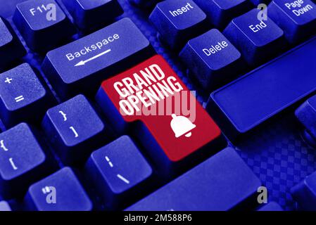 Writing displaying text Grand Opening. Internet Concept Ribbon Cutting New Business First Official Day Launching Stock Photo