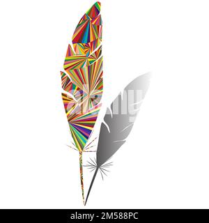 Abstract feather logo with colorful triangle shapes and white background,vector; stylish logo; Stock Vector
