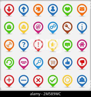 Set of pointers with icons, vector eps10 illustration Stock Vector