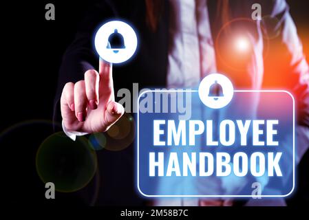 Handwriting text Employee Handbook. Internet Concept Document that contains an operating procedures of company Stock Photo