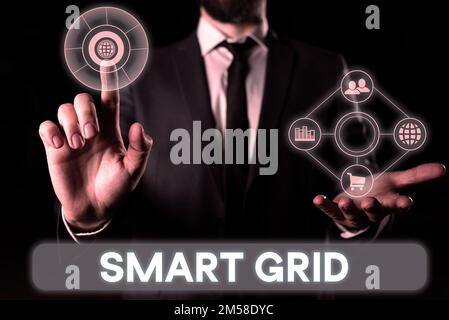 Text caption presenting Smart Grid. Business idea includes of operational and energy measures including meters Stock Photo