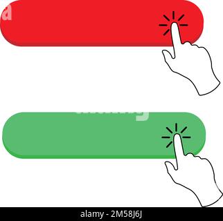 Empty click here buttons collection with hand pointer, vector ...