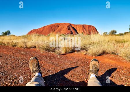 Hiking around Uluru Ayers Rock. Northern Territory. Australia Stock Photo