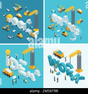 construction concrete mixer truck isometric vector illustration Stock ...