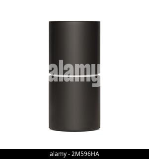 Black paper tube package mockup on white background Stock Vector