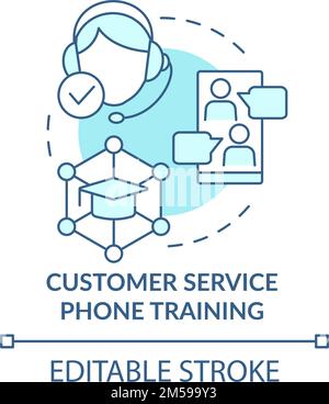 Customer service phone training turquoise concept icon Stock Vector
