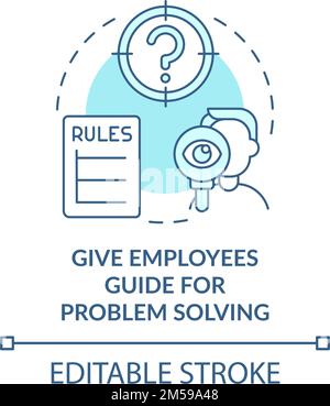 Employees guide for problem solving turquoise concept icon Stock Vector