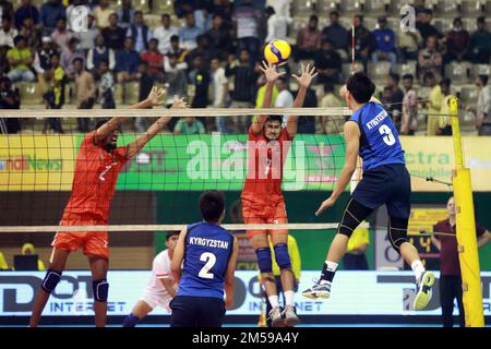 Bangabandhu Asian Central Zone U-23 Men’s International Volleyball Championship at the Shaheed Suhrawardy indoor stadium in Mirpur, Dhaka, Bangladesh. Stock Photo