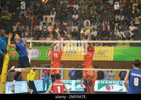 Bangabandhu Asian Central Zone U-23 Men’s International Volleyball Championship at the Shaheed Suhrawardy indoor stadium in Mirpur, Dhaka, Bangladesh. Stock Photo