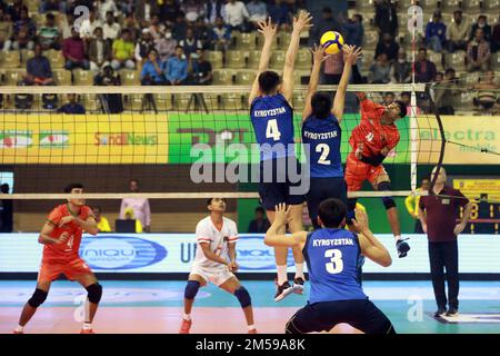 Bangabandhu Asian Central Zone U-23 Men’s International Volleyball Championship at the Shaheed Suhrawardy indoor stadium in Mirpur, Dhaka, Bangladesh. Stock Photo