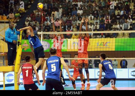 Bangabandhu Asian Central Zone U-23 Men’s International Volleyball Championship at the Shaheed Suhrawardy indoor stadium in Mirpur, Dhaka, Bangladesh. Stock Photo